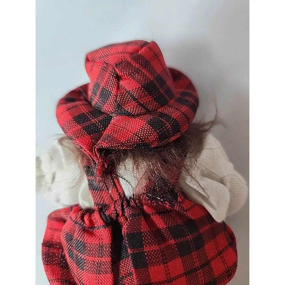 Vintage‎ Porcelain Clown Doll KMACHI Sand Bag Body Tartan Hat & Overalls  5